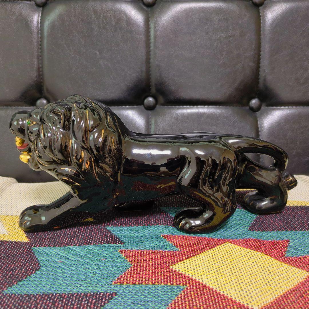 ライオン 陶器 ロカビリー ブラックパンサー 置物 ヴィンテージ