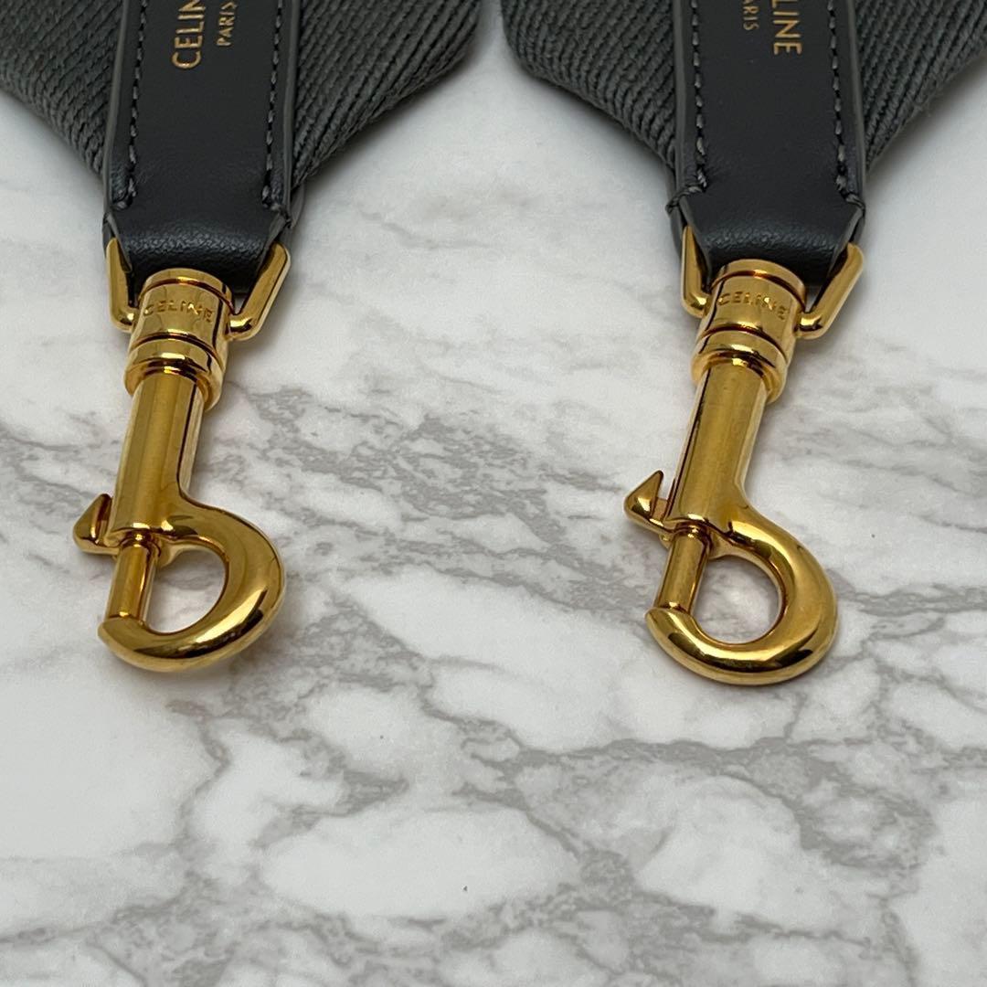 セリーヌ ジャカード ショートストラップ 現行品 グレー / ホワイト