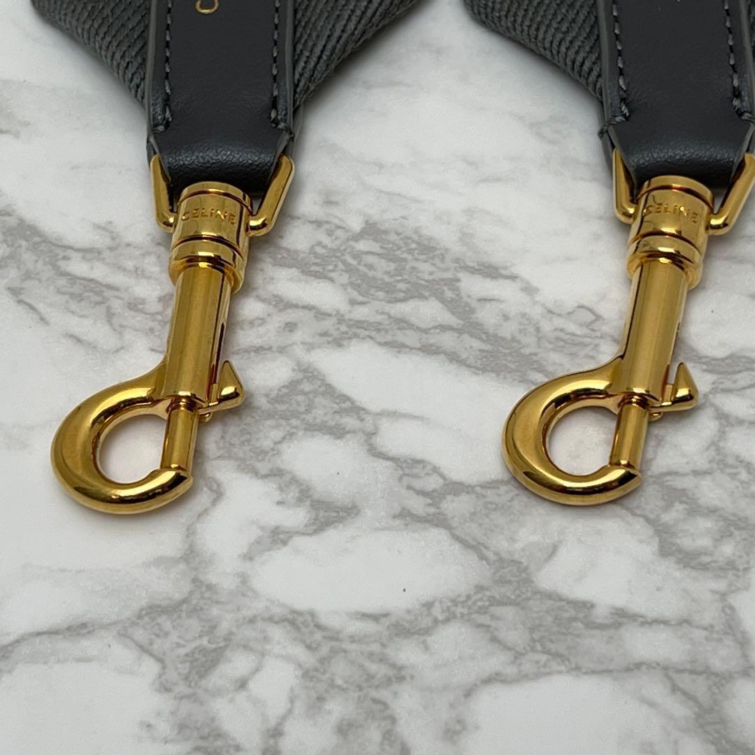 セリーヌ ジャカード ショートストラップ 現行品 グレー / ホワイト