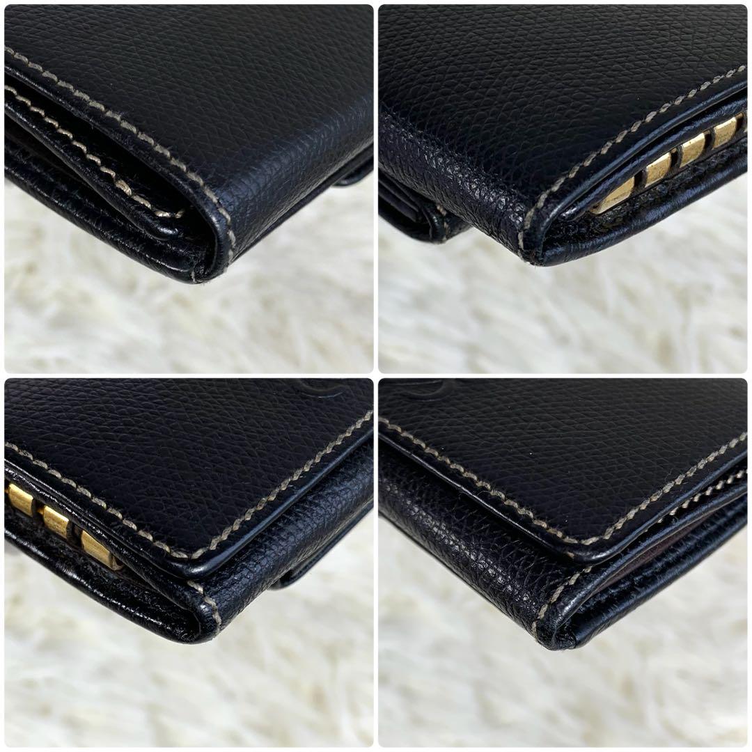 【付属品完備】ロエベ キーケース ケース アナグラム ロゴ レザー 黒 茶