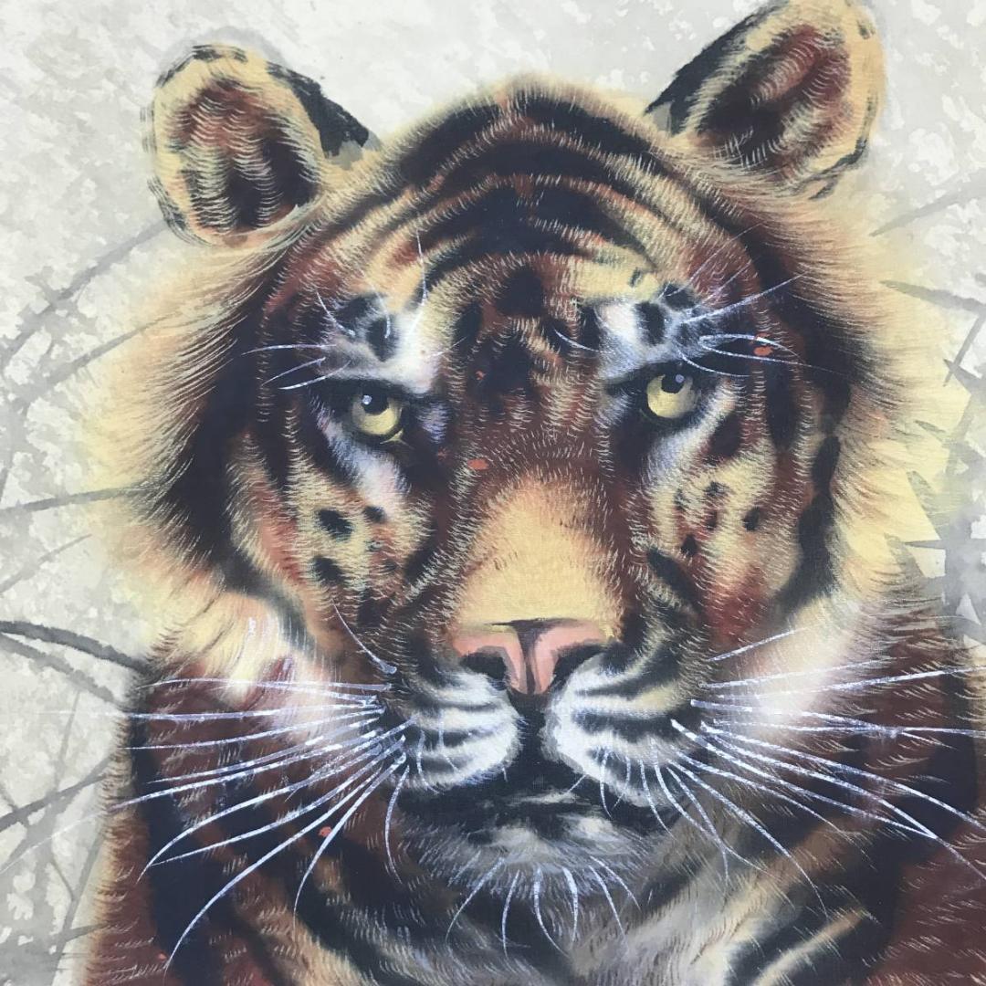 【真作】楠堂/猛虎図/トラ図/掛軸/名家伝来/AC-569