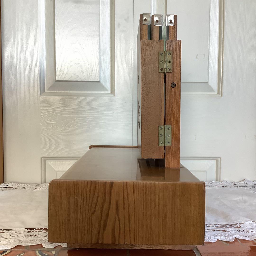 昭和レトロ　 引き出し付き三面鏡　卓上小型鏡台　姫鏡台