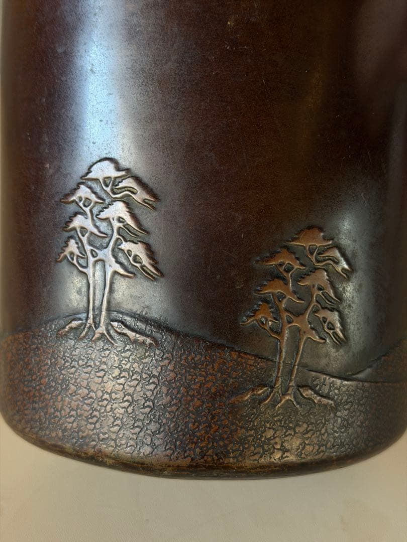 松の絵　金正堂　古銅　水注　やかん　茶道具　時代物　重さ約477g