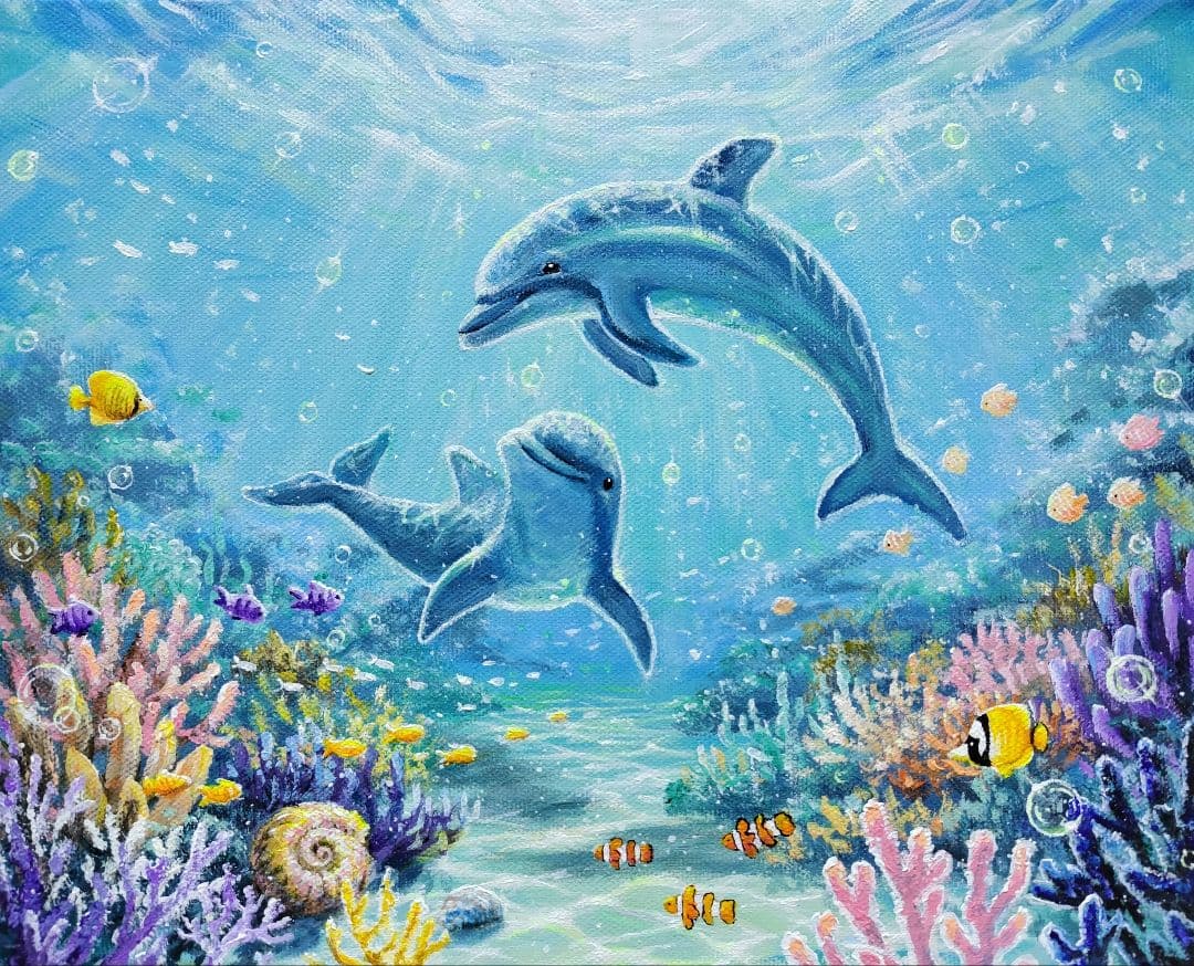 N*a様 【海中世界】アクリル画 F3 風景画 絵画