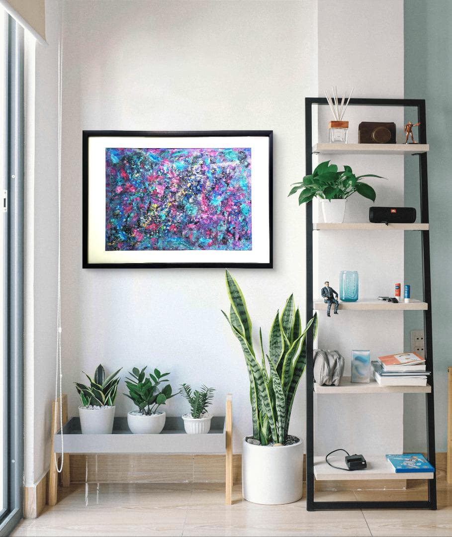 ミルキーウェイ/ 抽象画 77×56㎝ B2額縁セット 原画限り インテリア