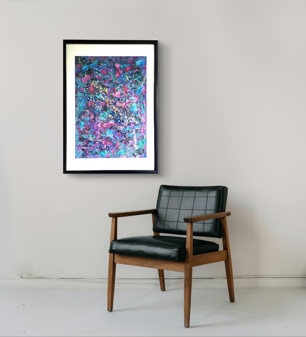 ミルキーウェイ/ 抽象画 77×56㎝ B2額縁セット 原画限り インテリア
