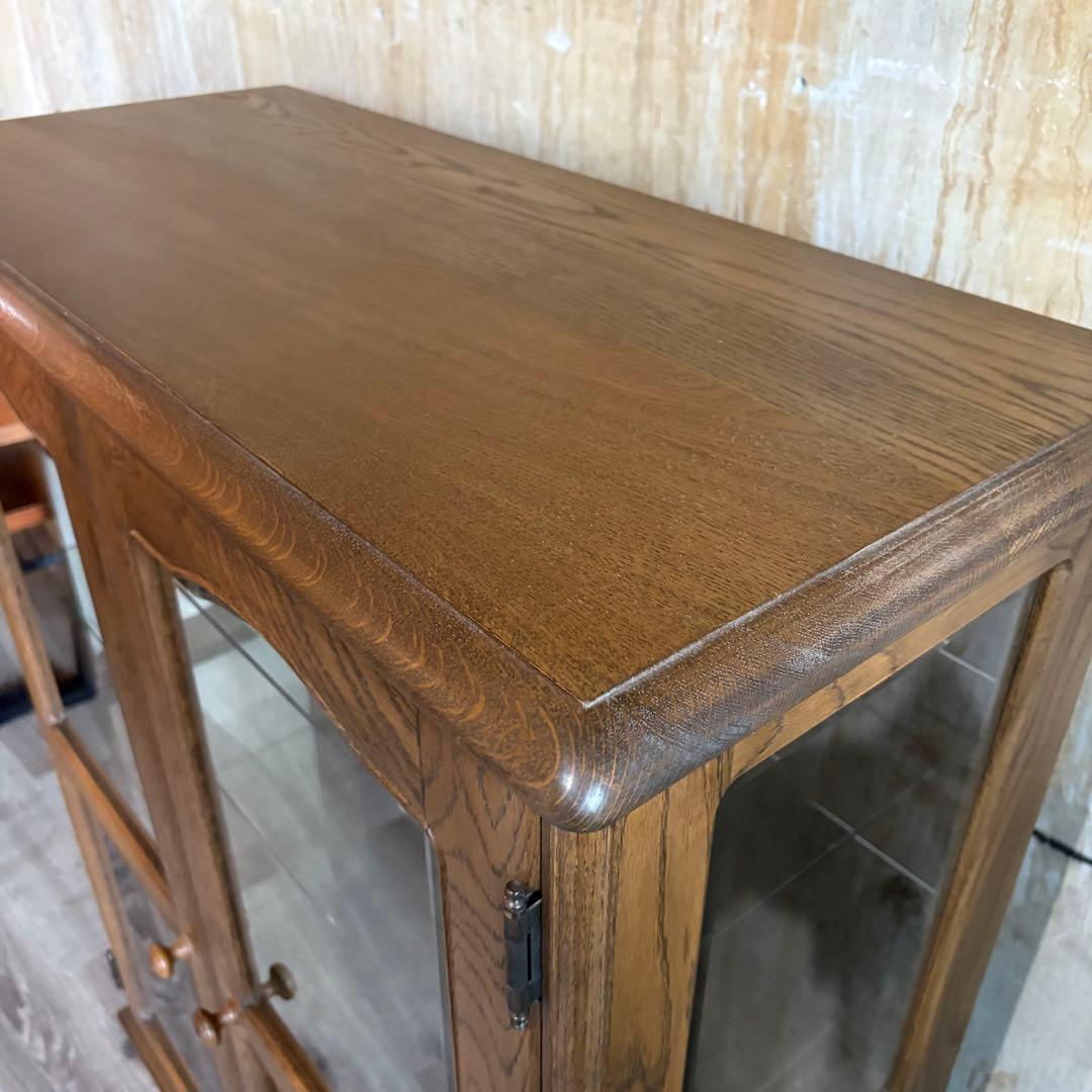 旭川家具　勇峰工芸　猫脚キャビネット　飾り棚　ギャラリーボード　道産ナラ材