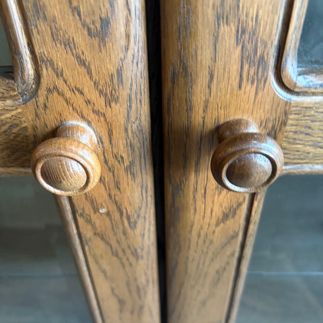 旭川家具　勇峰工芸　猫脚キャビネット　飾り棚　ギャラリーボード　道産ナラ材