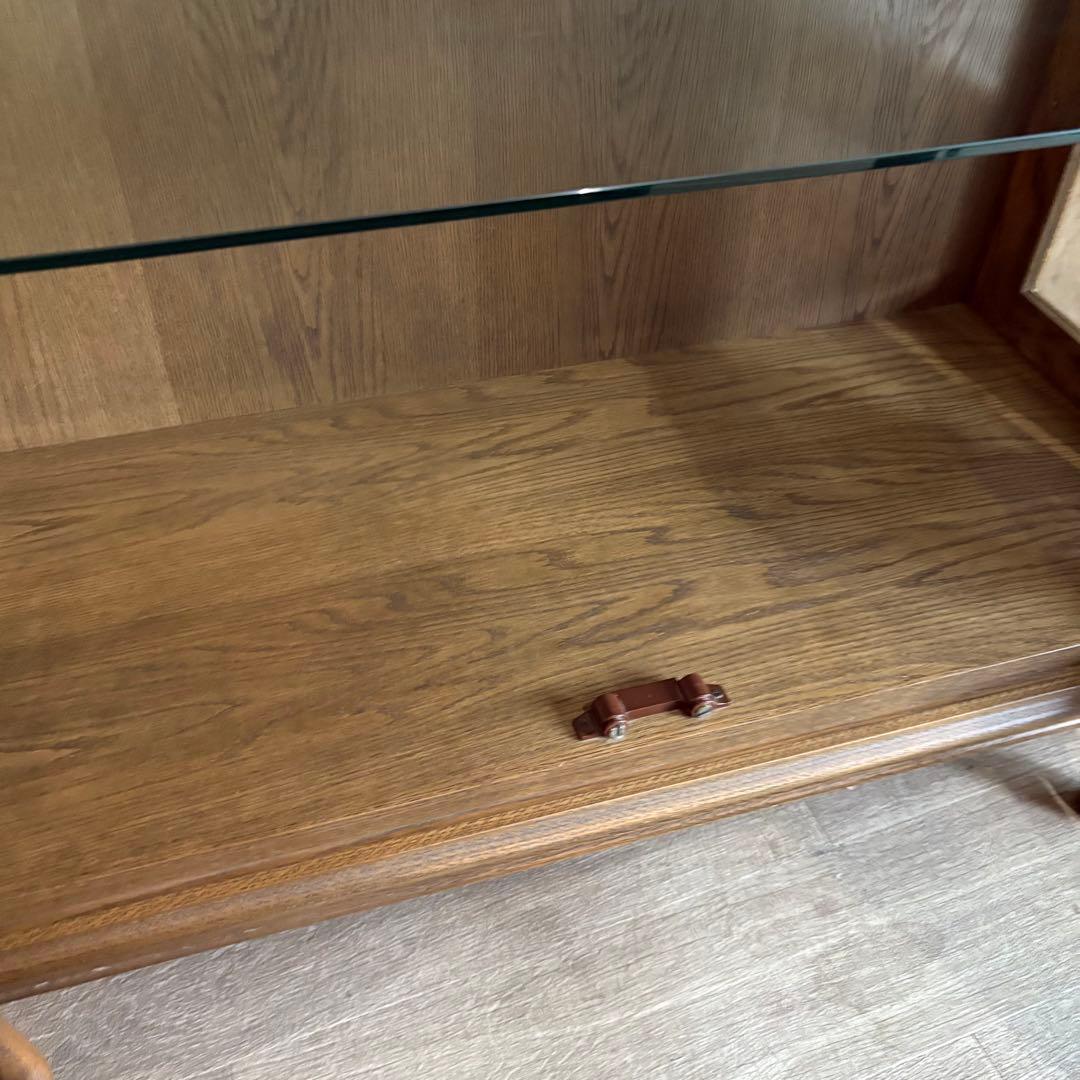 旭川家具　勇峰工芸　猫脚キャビネット　飾り棚　ギャラリーボード　道産ナラ材