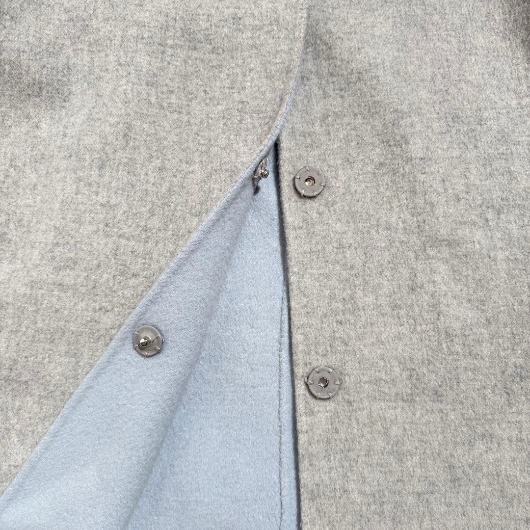 セオリー　フーデッドコート カシミヤ混 コート　ダブルフェイス　秋冬　グレー