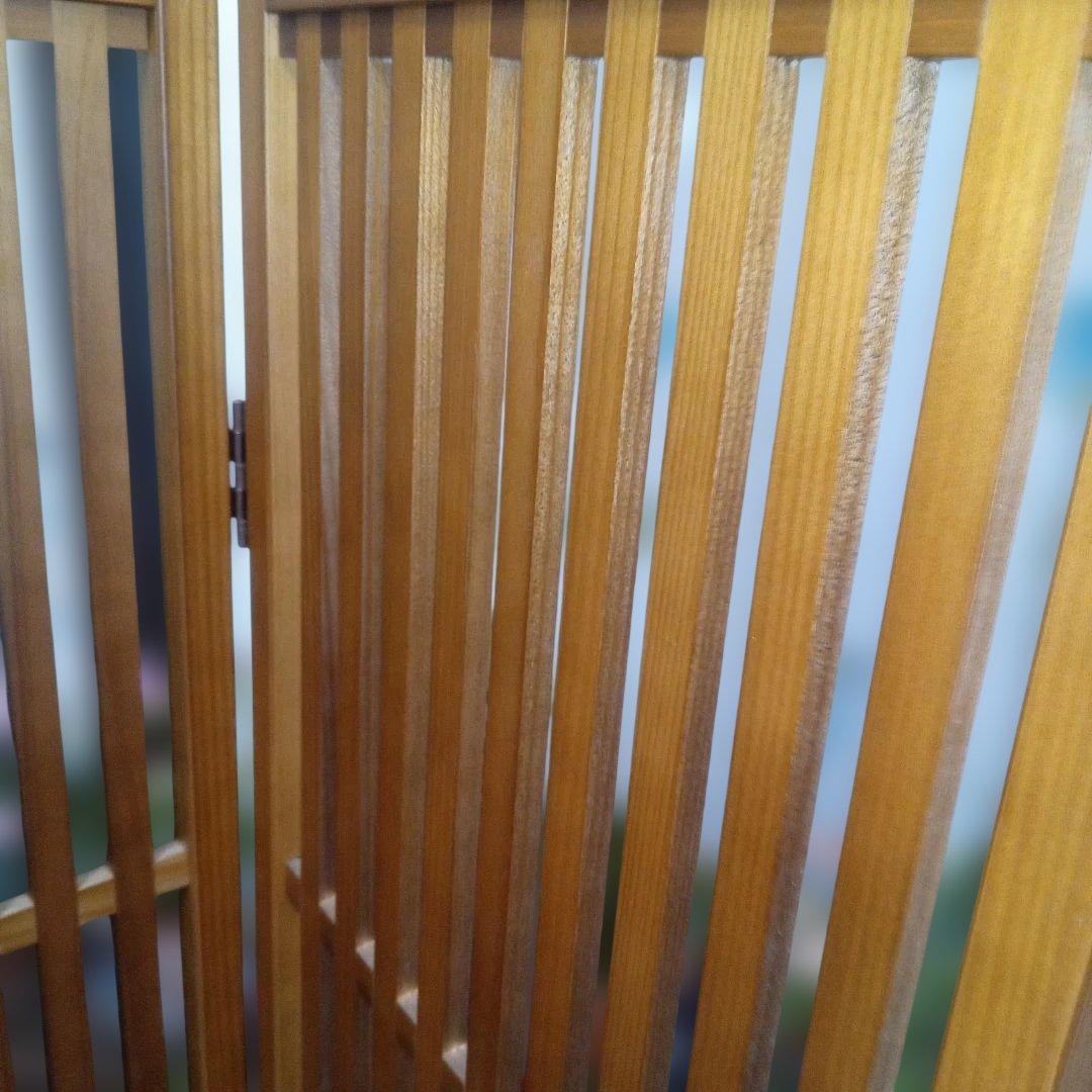 衝立 和風 　秋田杉　パーテーション 4連 格子屏風 和モダン 間仕切り家具