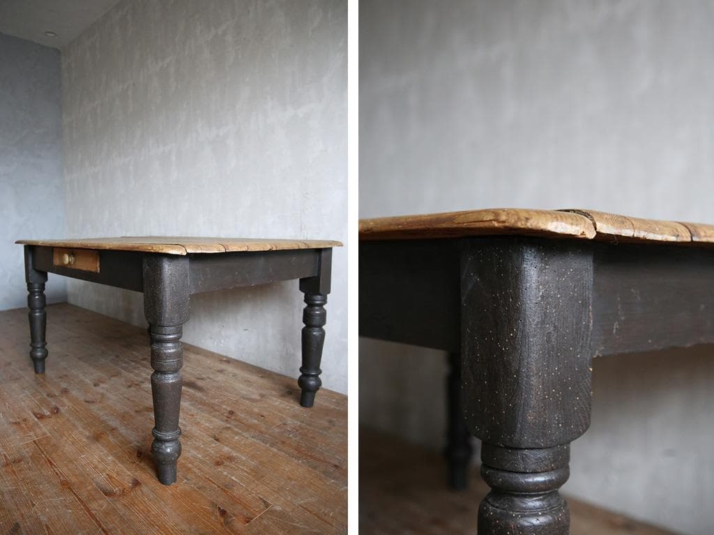 イギリスアンティークオールドパイン材の古木ダイニングテーブル木製机(70-212