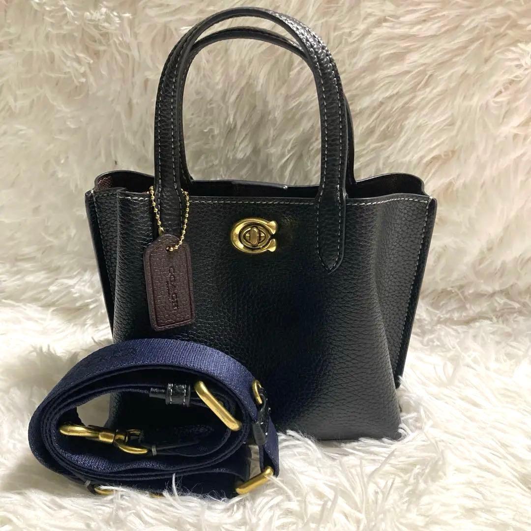 未使用級　現行　コーチ　ショルダーバッグ　ウィロウ トート バッグ 18　黒