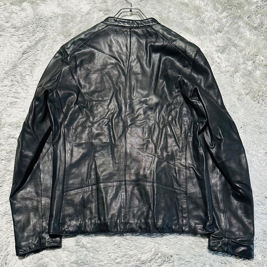 美品 希少L フリークスストア 羊革 シングルライダースジャケット 裏地赤 総柄