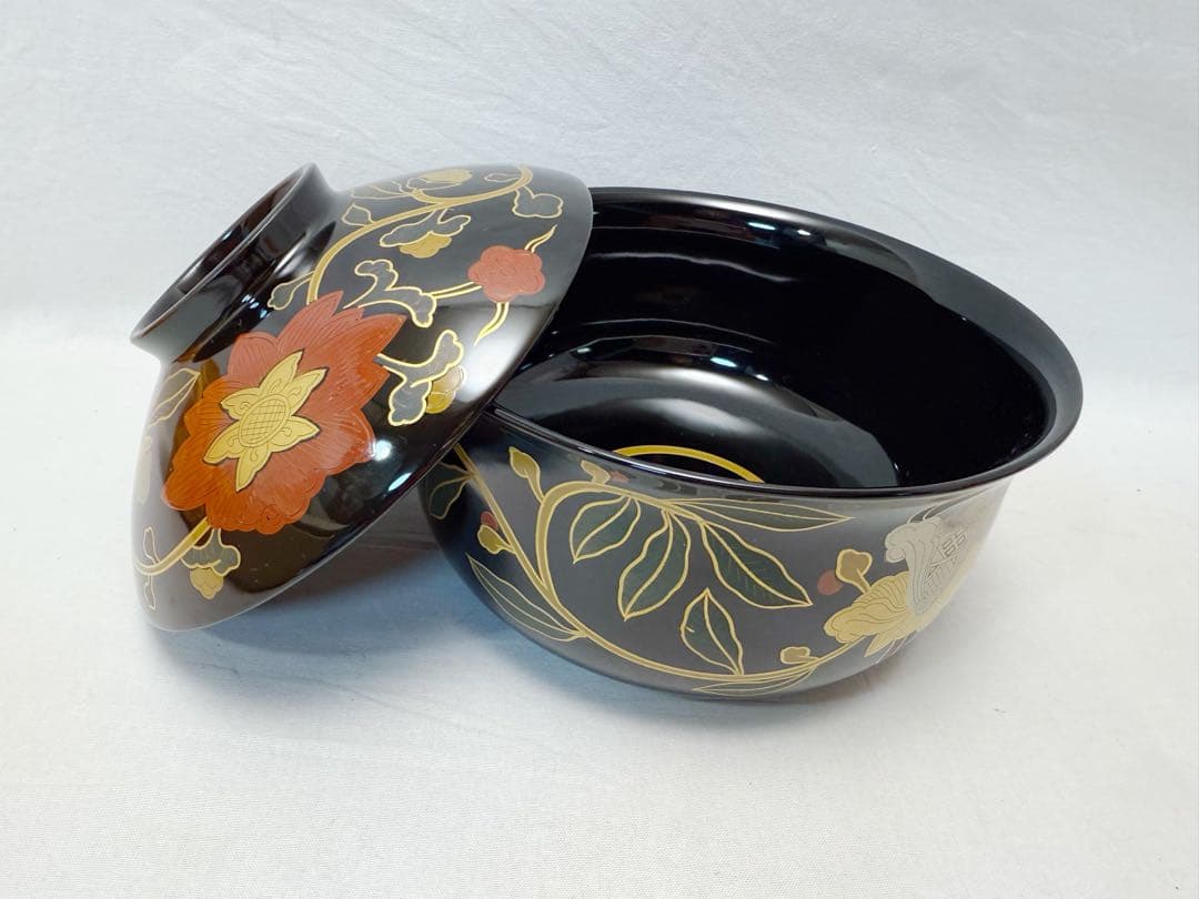 ほぼ未使用 茶道具 平安象彦 木製 長寛写 牡丹唐草 砂金袋形 喰籠菓子器 共箱