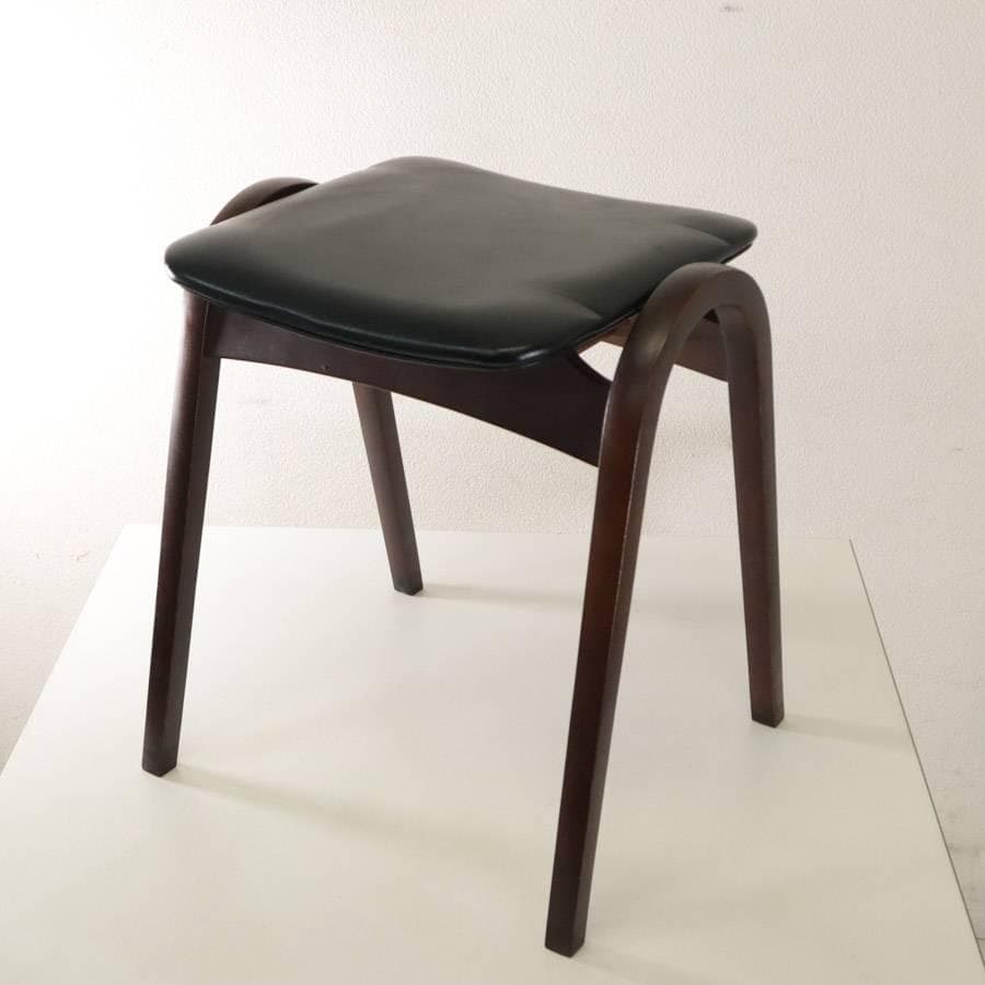 秋田木工 IDC大塚 No.202 剣持勇 スタッキングスツール 黒 PVC④