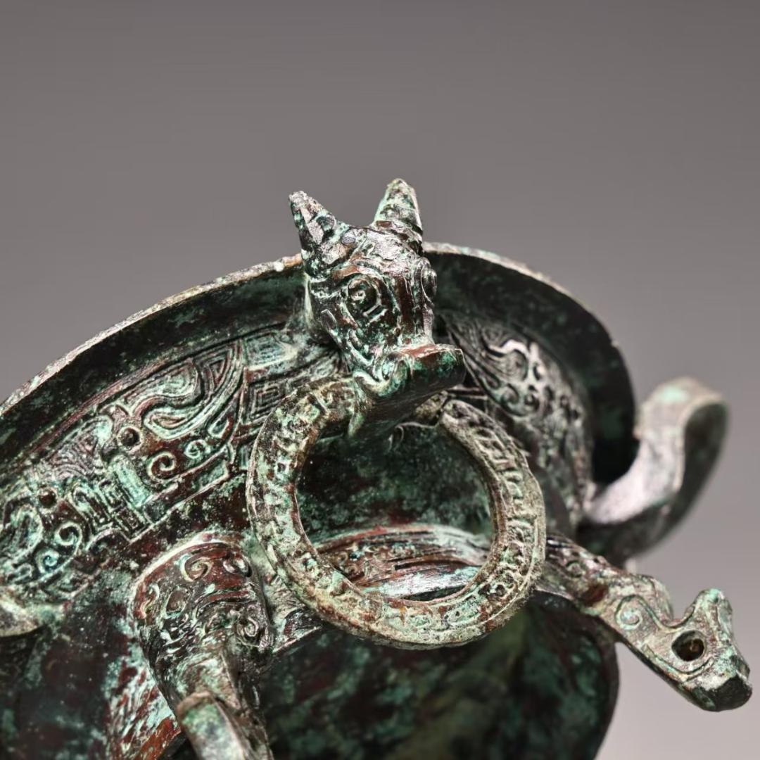 中国古美術『旧蔵 青銅鍋』純銅製 古銅器 置物 擺件 時代物 下郷収蔵 唐物