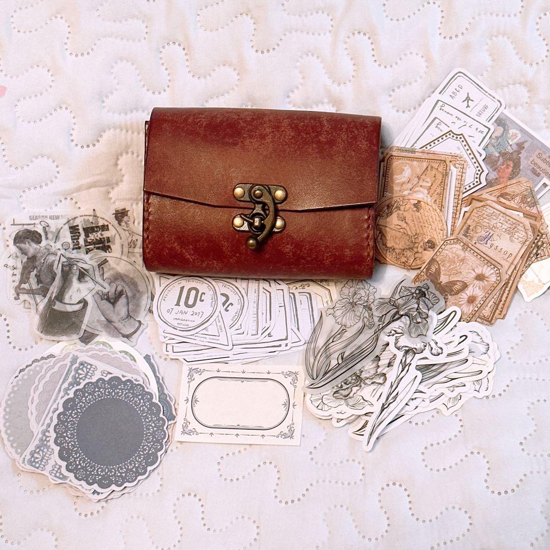 ★本革★コラージュ素材入れ 蛇腹ポーチ ぷっくりポーチ　プエブロ（マヤレザー）