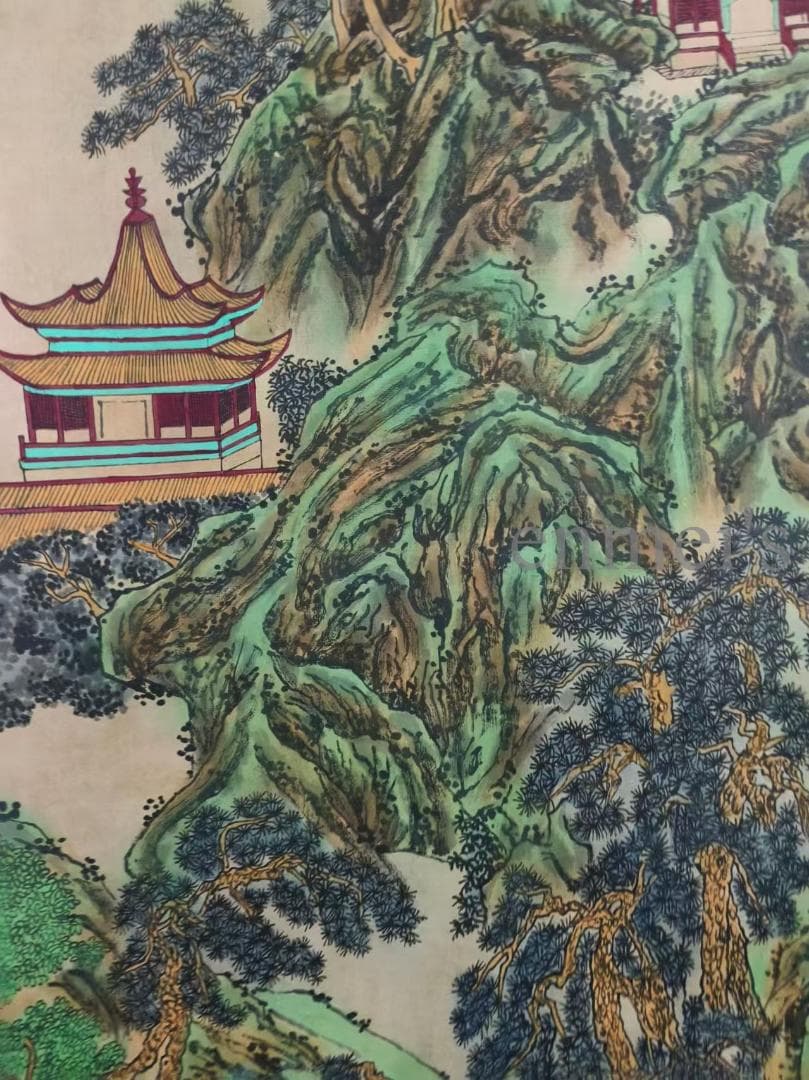 中国古美術 清代 王原祁作款 山水画 水墨画 宣紙 肉筆 六尺中堂画 掛け軸