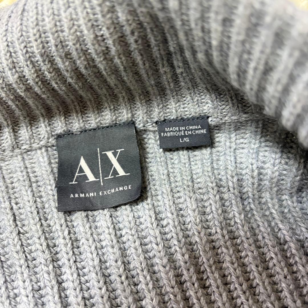 美品 Lサイズ アルマーニエクスチェンジ フェイクムートン ニットジャケット