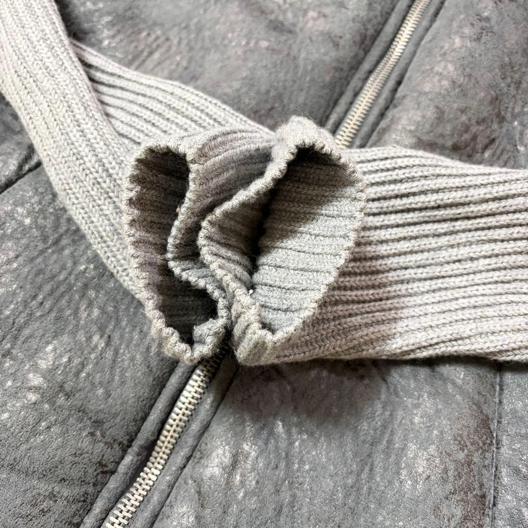 美品 Lサイズ アルマーニエクスチェンジ フェイクムートン ニットジャケット