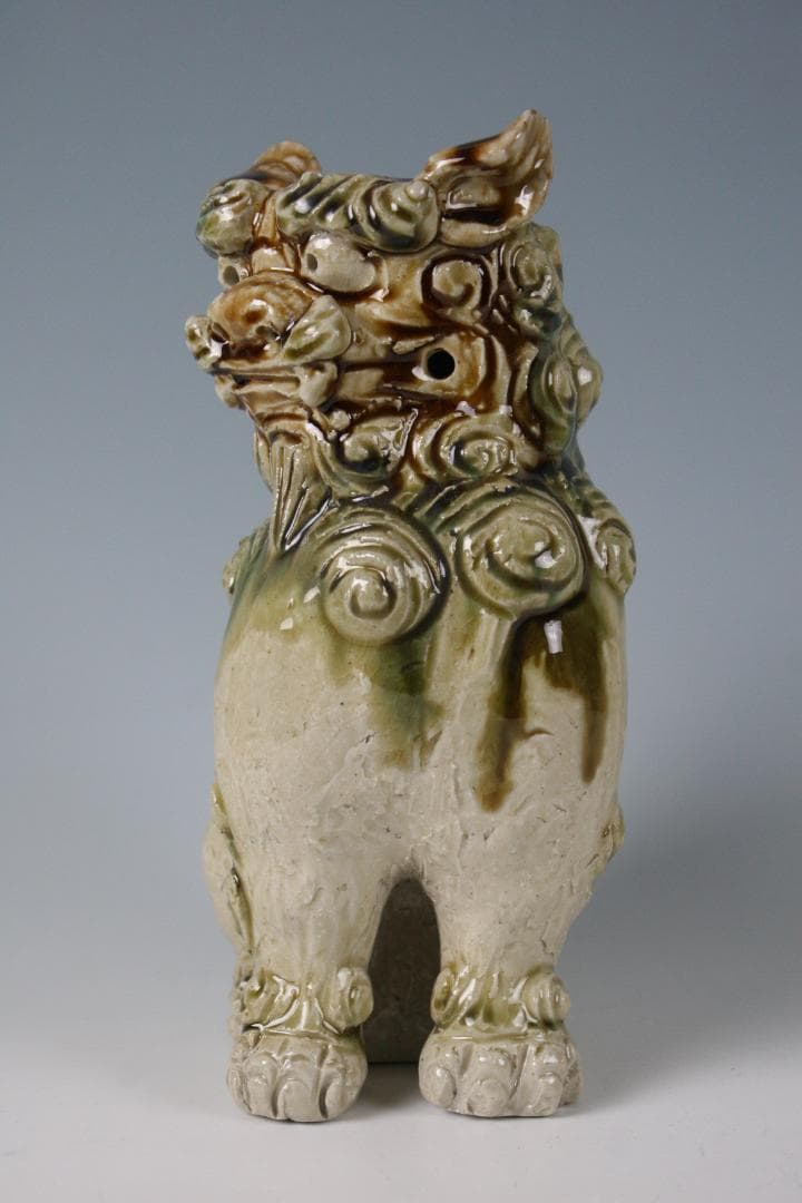 人間国宝一門　金城敏徳 作　緑釉立シーサー（大）1対