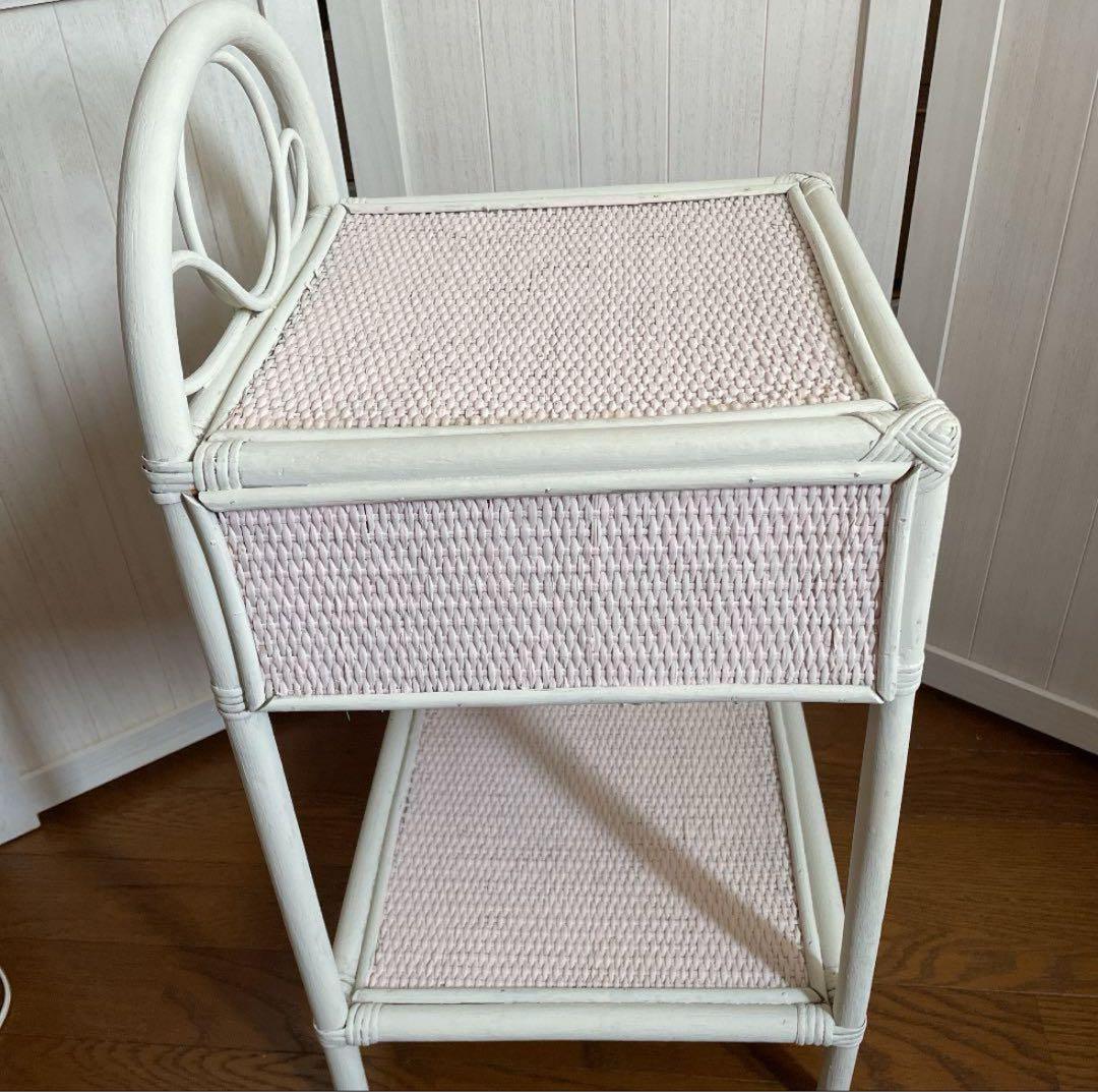 ヴィンテージ ウィッカー　ラタン　籐　サイドテーブル　棚