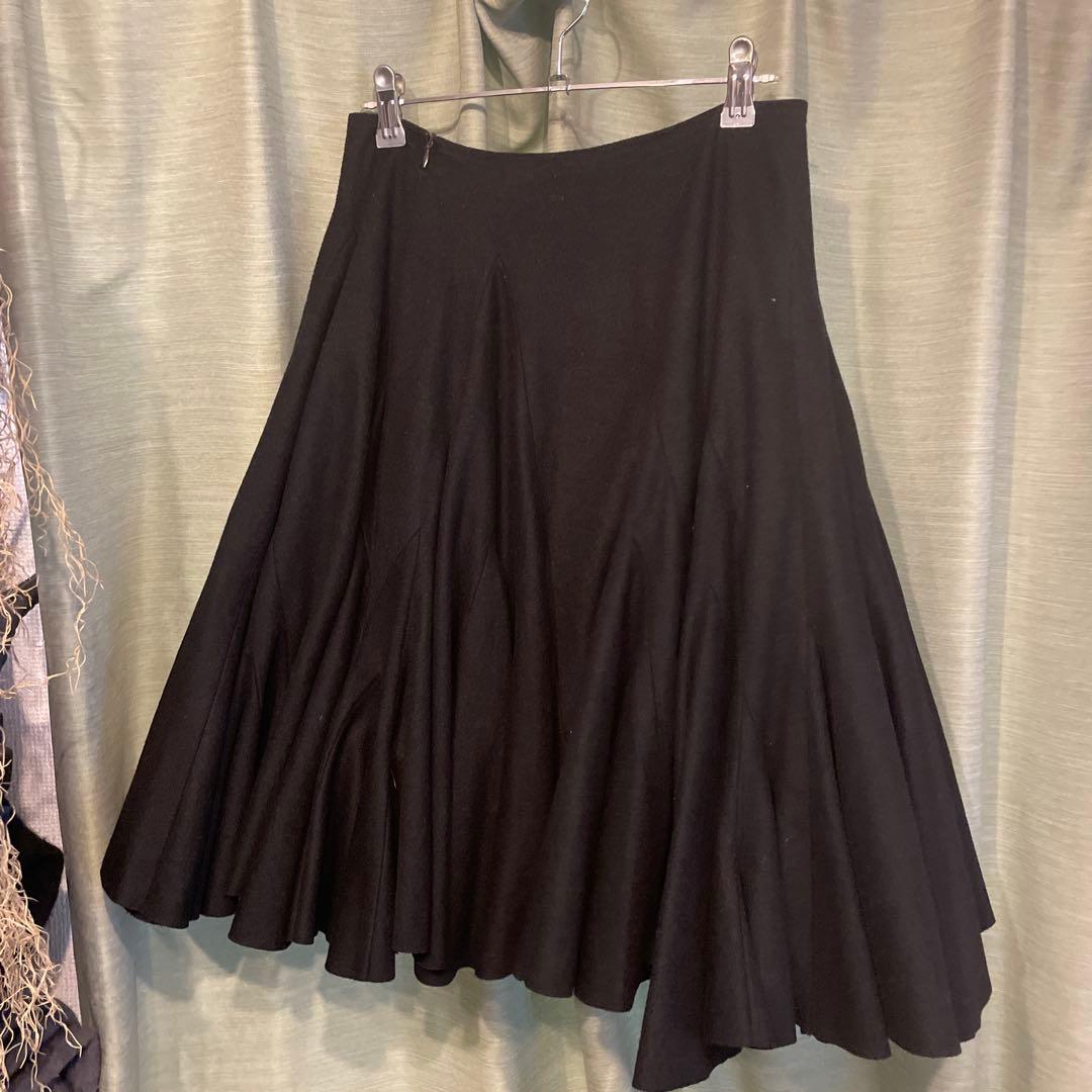 hussein chalayan 黒 フレアスカート カシミア混 イタリア製