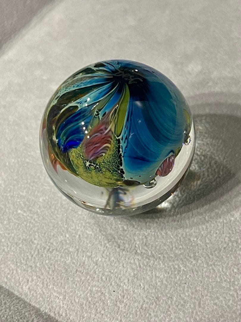 Josh Simpson アート 青と緑の惑星模様 ガラス玉 JS02 作家