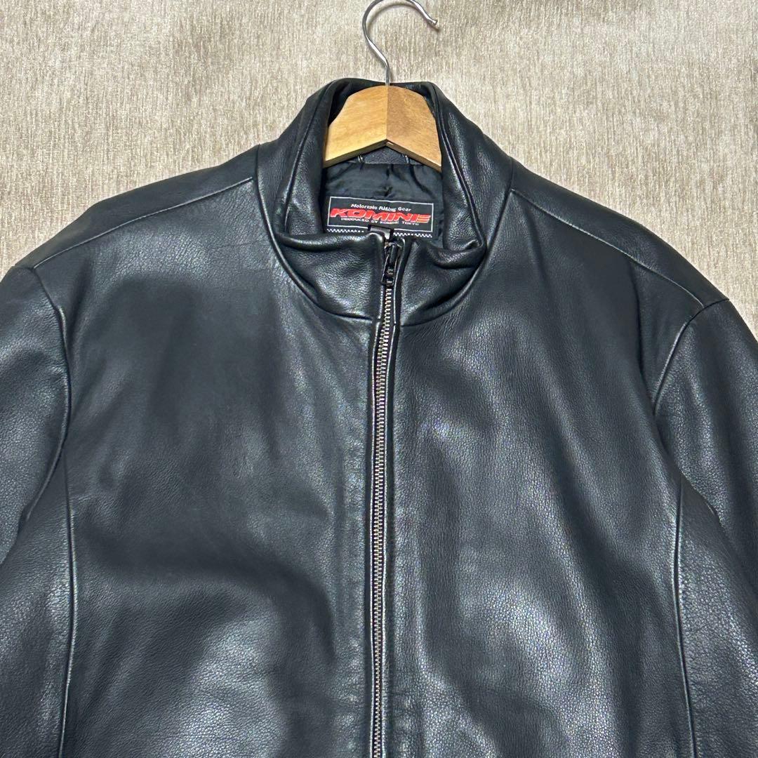 美品　KOMINE シングルライダースジャケット　4L プリマロフト　牛革