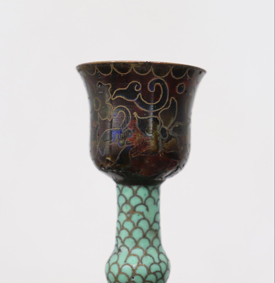 中国　七宝焼　燭台　送料込み251015