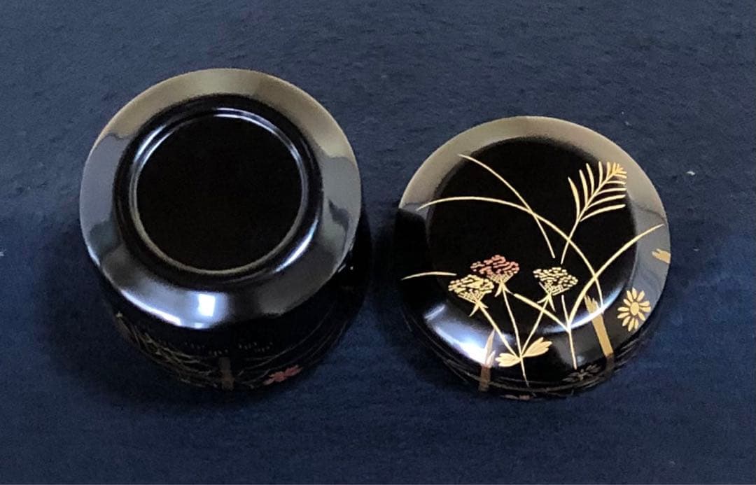 《R》茶道具 秋草蒔絵 雪吹棗 松峰作 共箱 元箱　260116き4