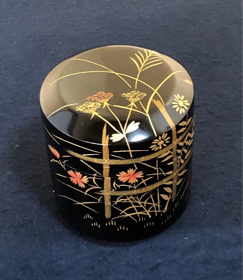 《R》茶道具 秋草蒔絵 雪吹棗 松峰作 共箱 元箱　260116き4