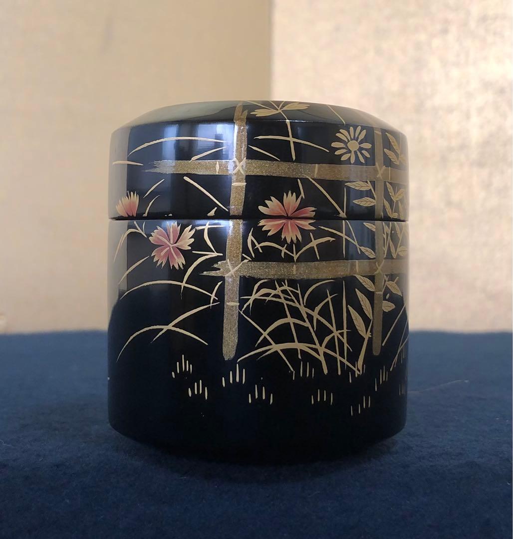 《R》茶道具 秋草蒔絵 雪吹棗 松峰作 共箱 元箱　260116き4