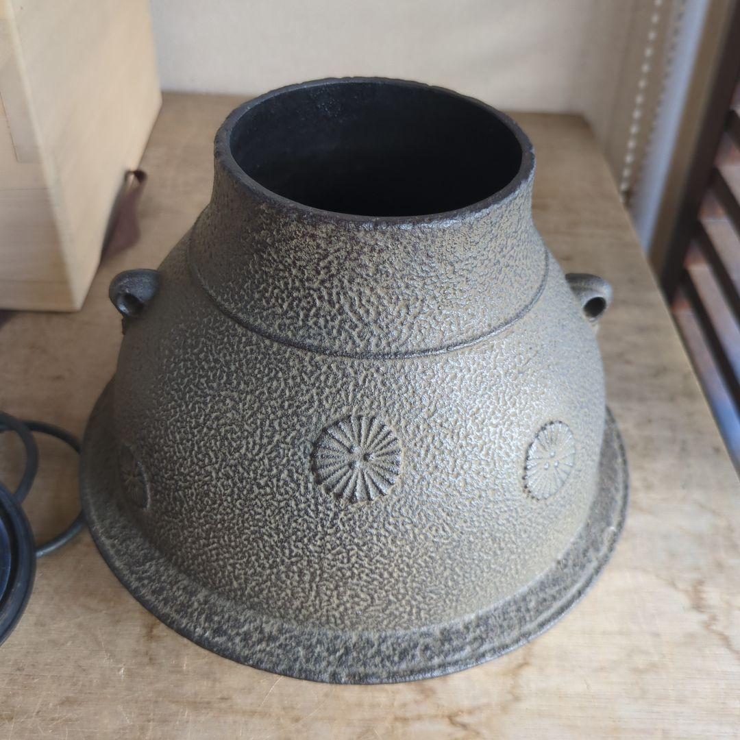 鶴首釜　唐松　菊池政光　茶道具　茶道　木箱　釜　在銘