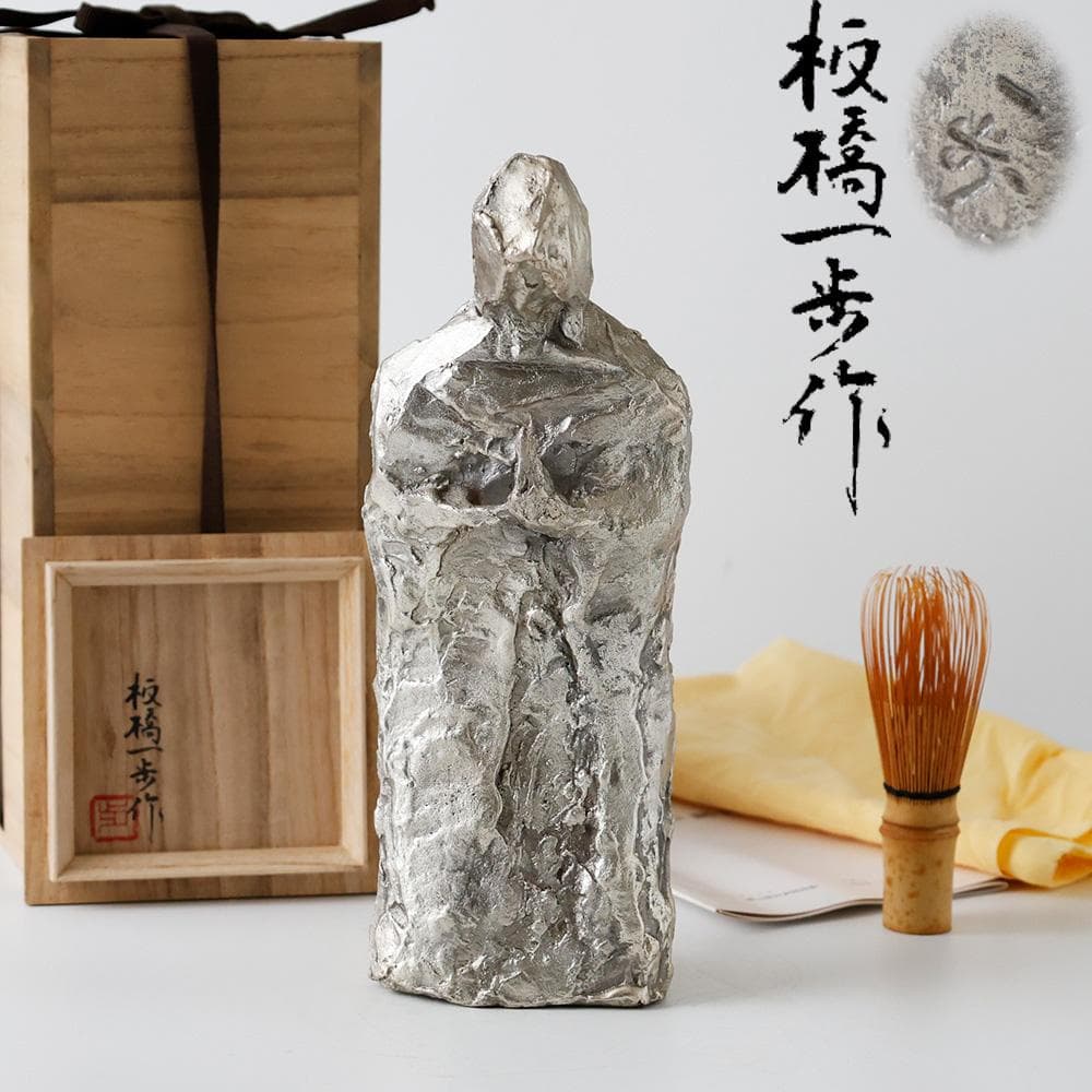 板橋一歩作 白銅 ブロンズ 祈り 祈る女性像 人物像 共箱 井波伝統工芸