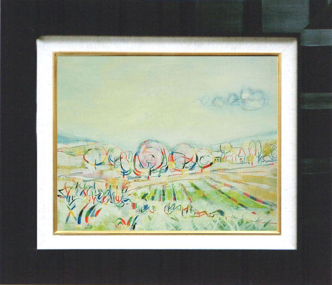 絵画 インテリア 絵 油絵 F4-080311 風景 畑と木