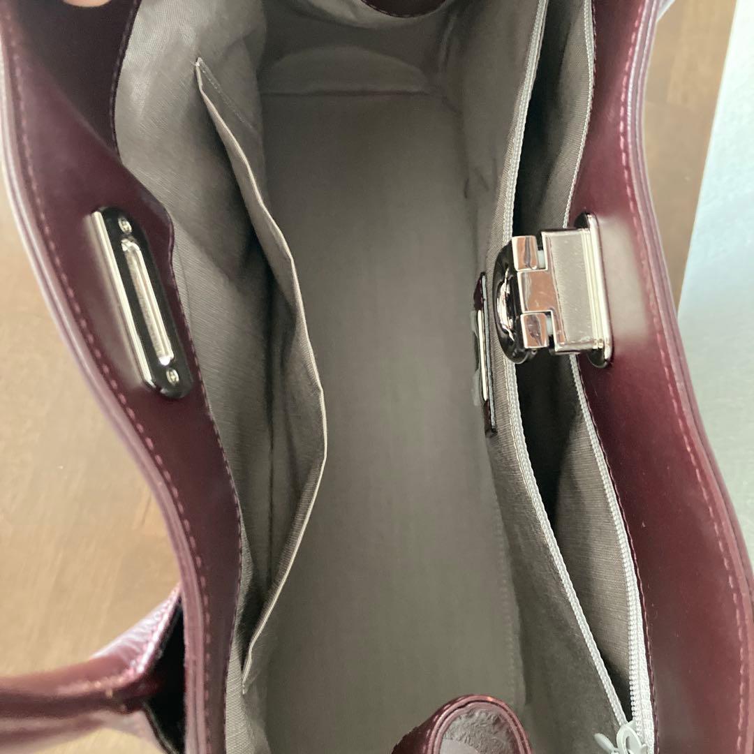 傳濱野（皇室御用達）クラッシックトートバッグ　ボルドー