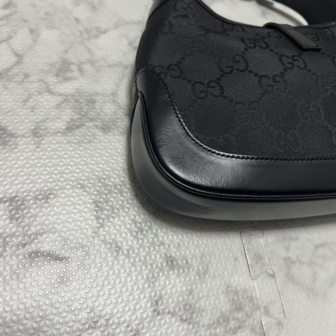 極美品✨グッチ ジャッキー ワンショルダーバッグ GGナイロン ブラック レザー