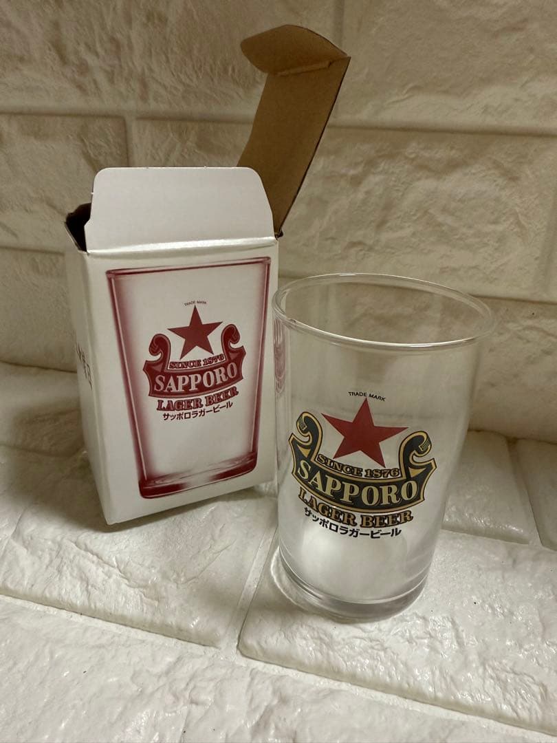 【非売品】サッポロ ラガービール 赤星 グラス 王冠 木製看板 前掛け セット