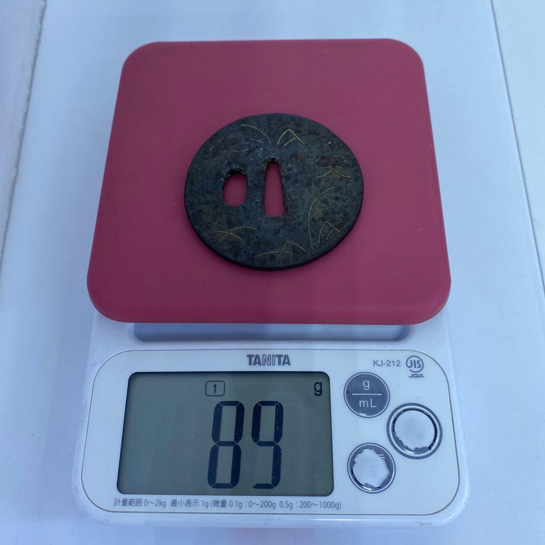 江戸期　金象嵌刀鍔　共箱　89g 東Y7-0311☆2F