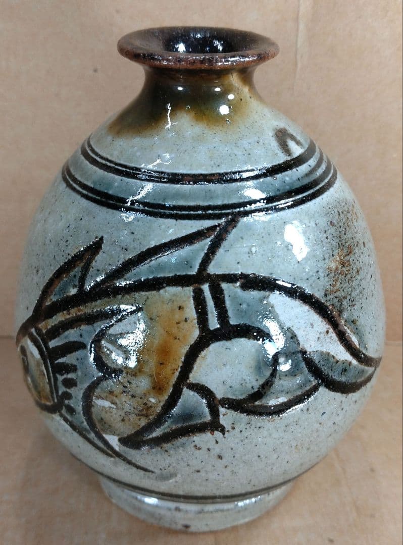 【本物保証】金城次郎 壷屋焼徳利(笑魚2匹) 共箱 人間国宝 壺屋焼 やちむん