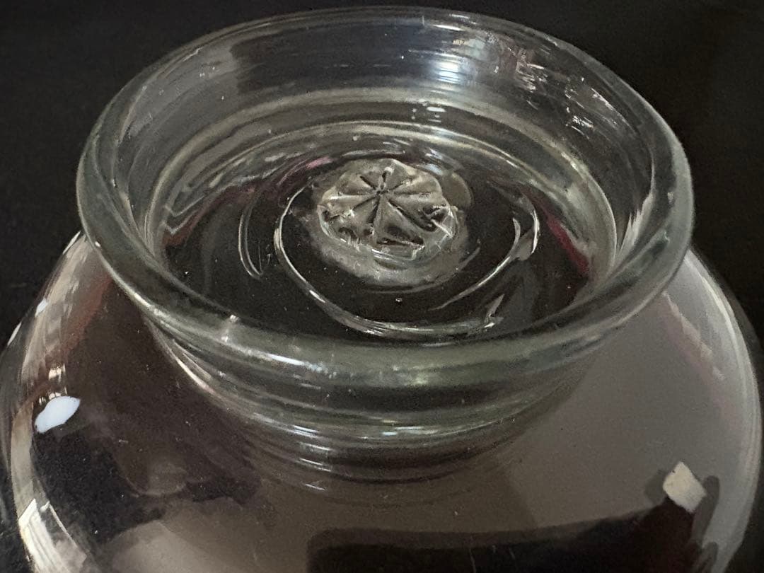 大正ガラス　和ガラス　ウランガラス 桃色縁　白雪模様