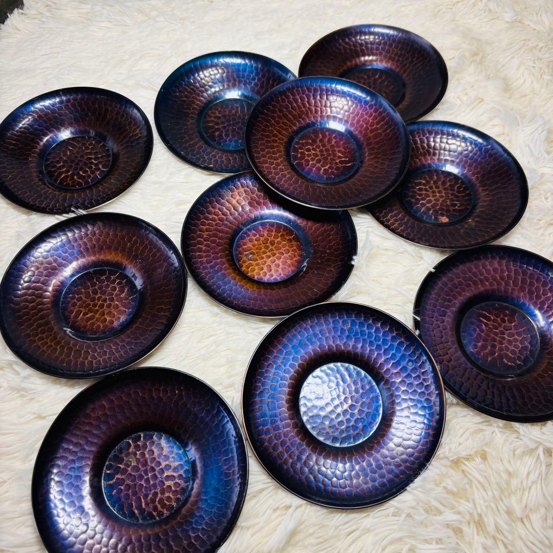 玉川堂　茶筒　建水　水差し　薬缶　鎚起銅器　茶器揃　玉虫　紫　燕三新潟県