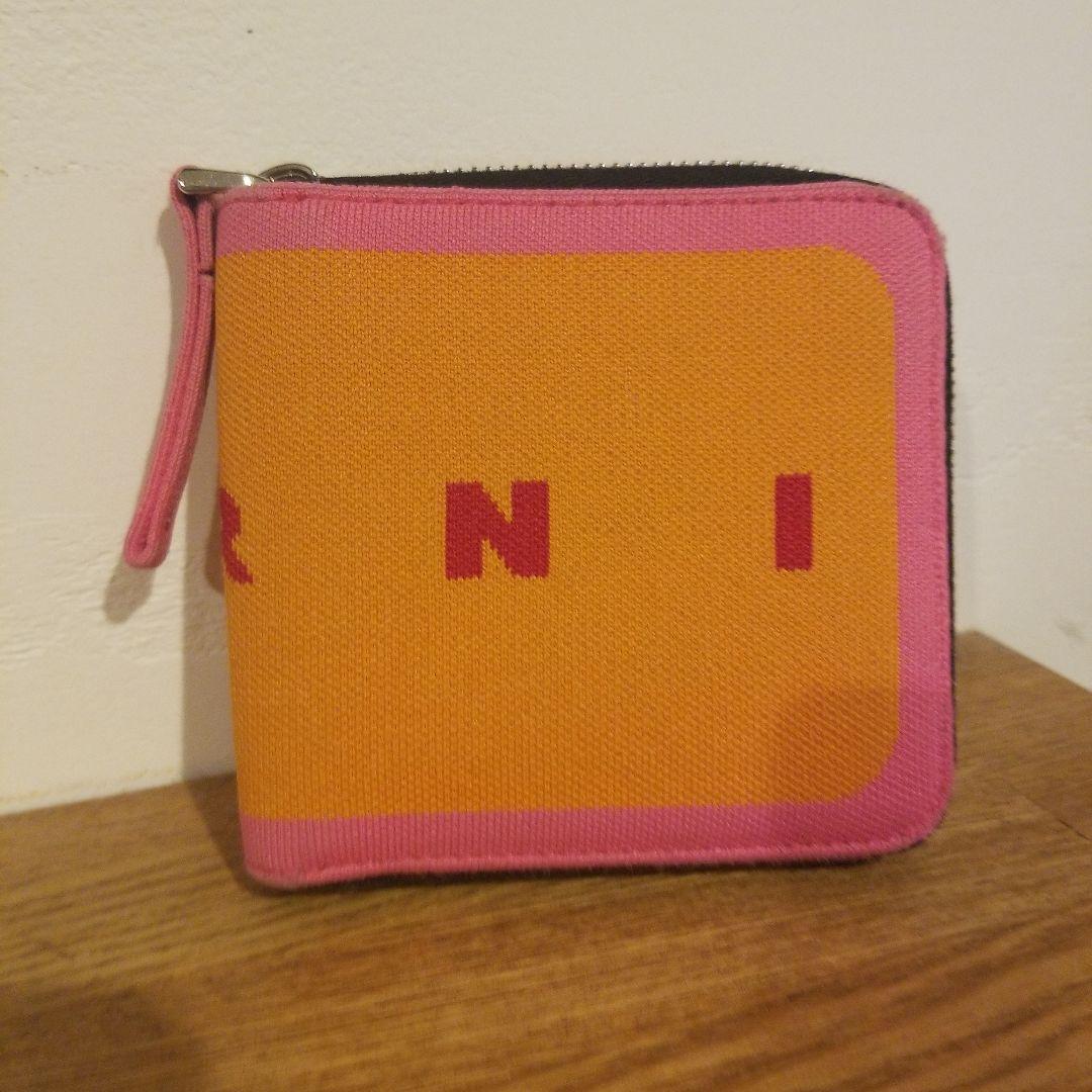 【美品】MARNI 二つ折り財布 オレンジ ピンク