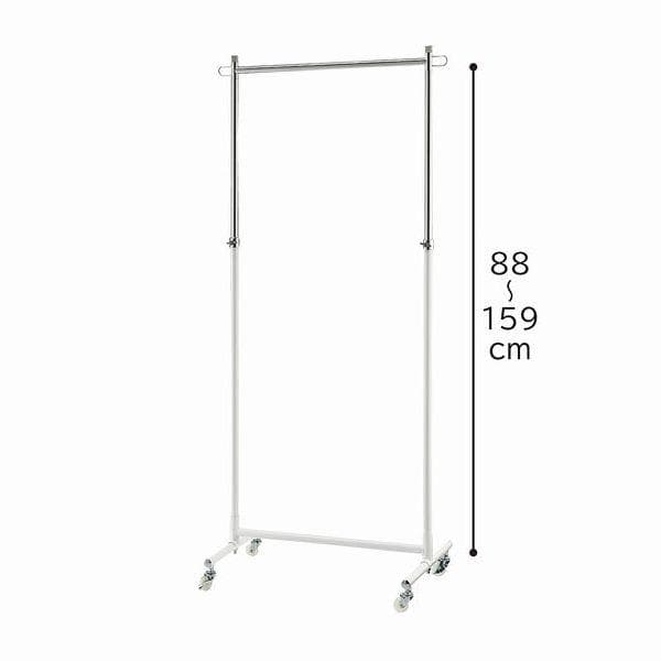 新品■丈夫な業務用ハンガーラック白90cmキャスター付き耐荷重40kg高さ調節可