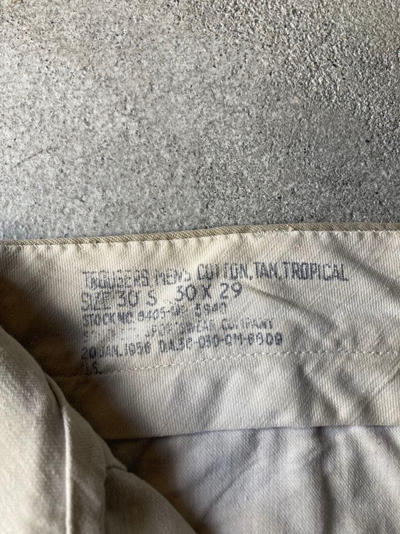 50s US ARMY チノパン 米軍 実物 30×29 アルミジップ ボロ
