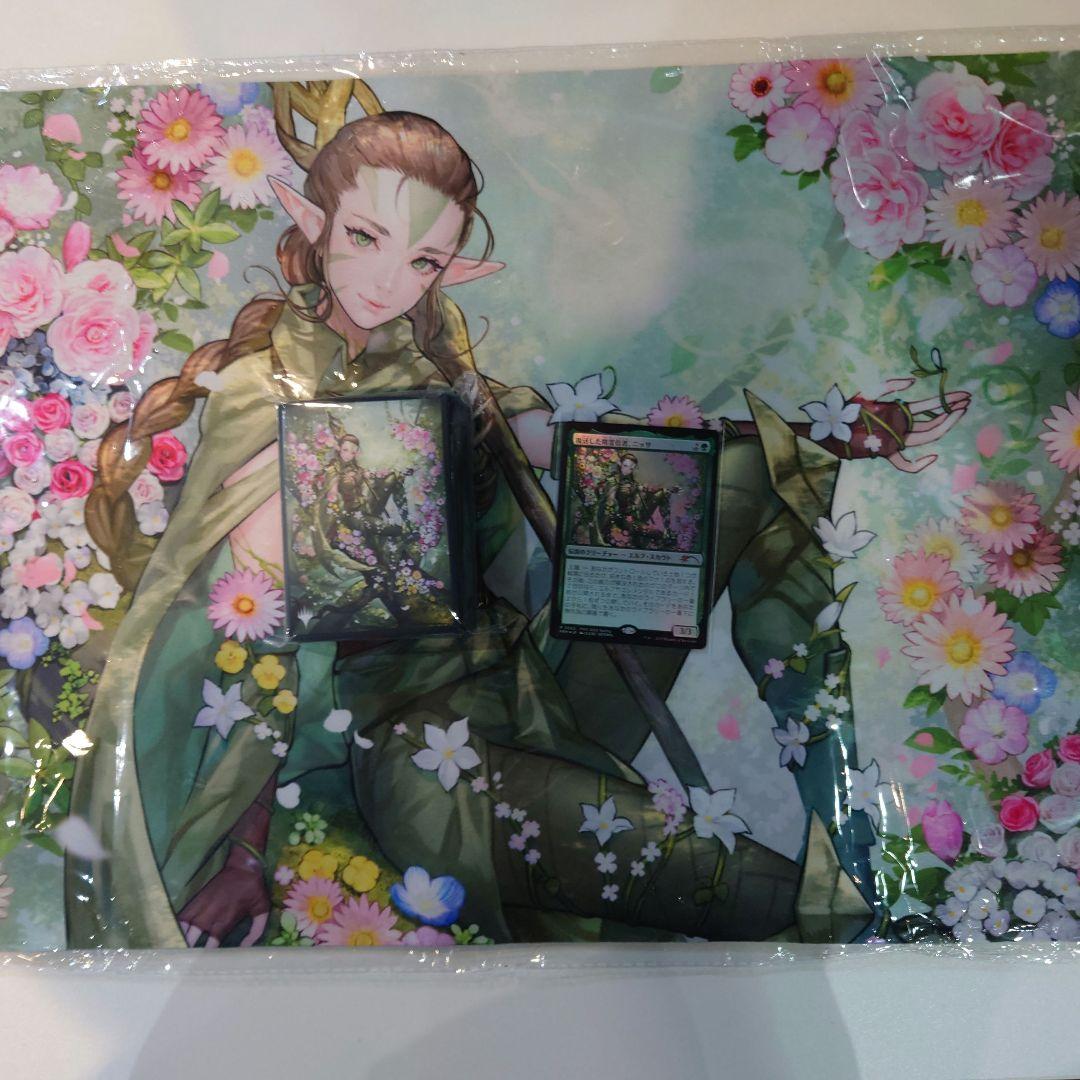 MTG PWS 復活した精霊信者、ニッサ　プレイマット＋スリーブ＋カード