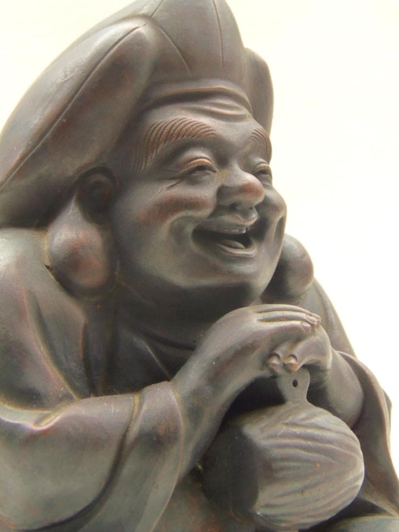 古備前 七福神 座大黒天 大黒様 置物 珍品 レア古備前・レア備前焼 骨董品