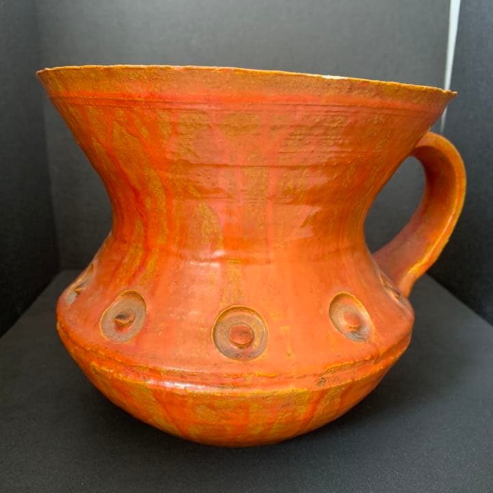 現代陶芸　京都美術文化大賞　文化功労者『藤平 伸』朱紅花器　清水焼　オブジェ